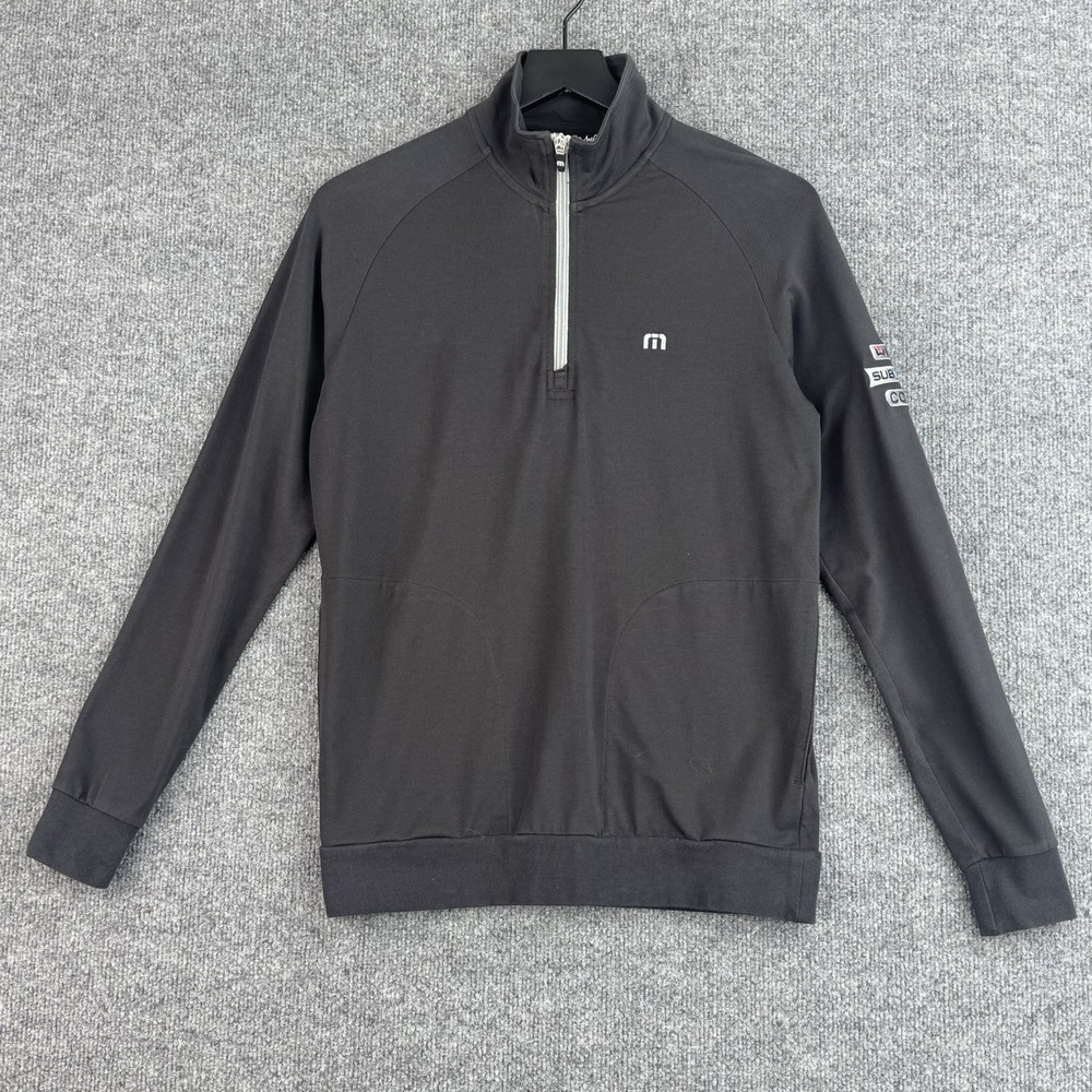 Travis Mathew Performance Sweater Mens S Black Wolf Subzero Golf Zip Pullover
